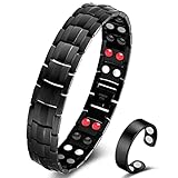 Vicmag Magnetarmband Herren Titanstahl-Magnetarmband Doppelreihige Ultra-Stärke-Magnete mit Einstellwerkzeug und Geschenkbox (Schwarz 4 Elemente)