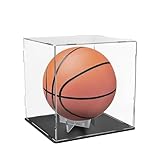 Basketball Vitrine mit Ballhalter Transparente Acryl Fußball Displaybox für Fußball, Basketball, Volleyball, Spielzeug, Modellvitrine 25x25x30 cm