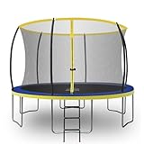 Zero Gravity Outdoor Trampolin Ø 183, 244, 305, 366, 427cm - TÜV-geprüfte Gartentrampoline inkl. Leiter - Sturmsicher in 5 Minuten - Aufbauvideo (366cm / 12ft / Blue-Yellow)