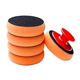 5 Stück polierschwamm Auto 100mm (3,9 inch) Polierschwämme Polierset mit rutschfestem Griff verwendet für Auto, Motorrad, Glas Polieren und Wachsen