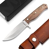 Magnum BÖKER Walnut Drop Fixed Knife - Fahrtenmesser mit feststehender Klinge unter 12 cm - Jagdmesser Holzgriff & Scheide - feststehendes Full Tang Outdoor Messer mit Parierelement für Pfadfinder