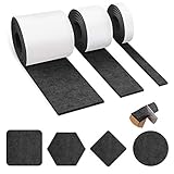 Auckpure Filzgleiter selbstklebend, 3 Rollen, Filzgleiter, schwarzer Filz, 100 cm x 10 cm, 100 cm x 5 cm, 100 cm x 2 cm, Möbelgleiter, Tisch- und Stuhlschutzschicht, Stuhlfilzgleiter