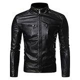 2025 Herrenjacke, Winter, Freizeitjacke, Mantel, Herren, Motorradständer, Leder, Mäntel, Jacken, Übergröße, Schwarz , XL