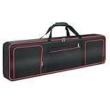 Ruibo Keyboardtasche 88 Tasten,Gigbag 600D Oxford-Tuch mit 10 mm Baumwoll-Gepolstert,Tragbar Langlebig Wasserdicht,137,2 x 33 x 17 cm,Schwarz+Rot