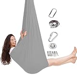 Yoga Yogatuch, Yoga Swing Set, Yogatuch zum Aufhängen, Nestschaukel Indoor, Aerial Yoga Towel aus Nylon mit Hardware, Trapez-Schaukel, Akrobatik-Tuch Aerial Yoga Towel Silk für Erwachsene(Silbergrau)