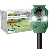 Katzenschreck Ultraschall, Garten Katzenabwehr mit Bewegungsmelder und Blinklicht, Solar Tiervertreiber Gegen Katzen, Fuchs, Vogel, Rehe, Marder, Hunde, Tauben, Waschbären
