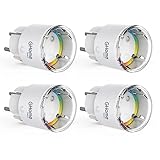 GHome Smart WLAN Steckdose, Kleinste WiFi Steckdose 4er Pack, Stromverbrauch Messen,App Fernbedienung,Funktioniert mit Alexa,Google Home,Sprachsteuerung,Zeitplan,TÜV-Zertifiziert,10A,Nur 2,4GHz WiFi