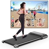 DeerRun Walking Pad Raceable, Max 136kg/159kg Laufband für Zuhause Geeignet für High-Tech-Geräte, Laufband Schreibtisch mit Trainingskursen und Multi-Runner Rennen,Treadmill mit APP-Steuerung