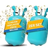 Brogaz 2x Ballongas [für 60 Luftballons]– Helium Balloon Gas für bis zu [60 Luftballons] – Ballongas - 2x Helium Gasflasche klein inkl. STAHLMANN ® Informationsblatt