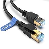 Dbilida Cat 8 Netzwerkkabel Ethernet Kabel 2M, 40Gbps 2000MHz, 26AWG, S/FTP, Innen Außenbereich Cat 8 Lan Kabel Patchkabel Wasserdicht UV-beständig für PS5 Router Modem Switch Laptop