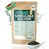 He-Ju Bio Spirulina Pulver 250g – vegan, laborgeprüft, in BIO-Qualität, ohne Zusatzstoffe, ideal für Smoothies & Shakes