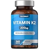 Vitamin K2 MK7 200ug | 365 VEGAN Tabletten | Hochdosiert Menachinon MK-7 | All-Trans Form K 2 Vitamin | Für Blutgerinnung & Knochen (EFSA) | by Horbaach