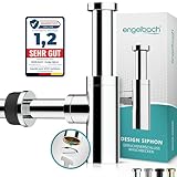 Engelbach® Design Siphon für Waschbecken & Waschtisch - Mit Reinigungsöffnung - Universal Abflussrohr 1 1/4' - Geruchsverschluss, Syphon inkl. Gummimanschette und Anleitung