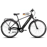 SAXONETTE E Bikes, elektrofahrrad Herren mit 36V 11.4Ah 418Wh Akku, 120KM Range, 9 Gäng Pedelec Elektro Fahrrad Männer mit Gabelfederung, Electric Bicycle mit Nabenmotor für Herren Erwachsene RH54CM