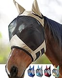 Harrison Howard CareMaster Pro Leuchtendes Pferde Fliegenmaske Standard mit UV-Schutzohren für Pferde-Light Champagne
