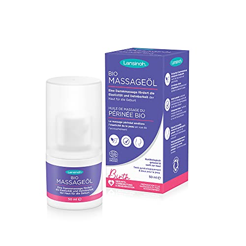 Lansinoh BIO Massageöl macht die Haut weich und geschmeidig - erleichtert die Dammmassage, 50 ml (1er Pack)