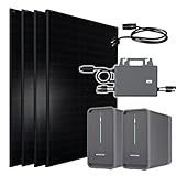 Balkonkraftwerk 2600W Solaranlage mit Speicher 4480Wh, 800W TSUN Micro Wechselrichter WiFi, 4x500W Vollschwarz Bifazial Solarmodule, Photovoltaik PV Anlage mit 2 Stück Marstek Solarspeicher B2500