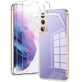 Coiwxmoi für Samsung Galaxy S21 5G Hülle 6,2', mit 2 Stück Panzer Schutz Glas, Ultra Dünn Weich TPU Silikon Transparent Handyhülle Stoßfest Kratzfest Slim Schutzhülle für Samsung S21 5G, Durchsichtig