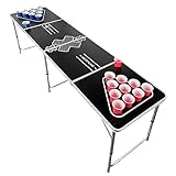 TEKONA Beer Pong Tisch Set mit Löchern - inkl. 100 Becher (50 Rot & 50 Blau), 6 Bällen & Regelwerk - Modern Design