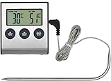 joonnair Ebensmittelthermometer Mit Edelstahl Sonde, Fleischthermometer Lebensmittelthermometer Bratenthermometer KüChenthermometer Grillthermometer, Temperaturbereich -50°C Bis +300°C, Ohne Batterie