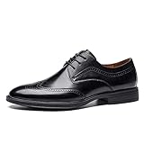 Kleid Oxford für Männer Schnürung Brogue geprägt Burnierte Zehenschuhe Leder resistent Nicht gleitendes Anti-Rutsch-Low Top Block Heel Hochzeit
