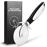 Pizzaschneider，Premium Pizzaroller Edelstahl rostfrei, scharf und spülmaschinenfest, ergonomischer Pizza Cutter mit Klingenschutz, rutschfest für Kuchen, Teig, Waffeln，pizzamesser