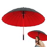 zwxqe Regenschirme, 24 Rippen, winddicht, automatisch, groß, 120 cm, leicht, tragbar, Abdeckung für Stadion, Kinder, Wandern, Angeln, Lehrer, Sport, rot, Refer to description