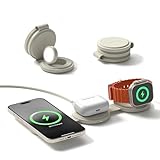 SATECHI OnTheGo 3-in-1 Qi2-Reiseladegerät mit 15W Schnellladung für iPhone, 5W für Apple Watch und 5W für AirPods, Kabelloses magnetisches MagSafe Ladegerät – Sand