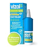 Vizol S 0,21% Fast Relief Augentropfen10 ml lindern sofort und wirksam leichte bis mittelschwere Symptome trockener und gereizter Augen, Ohne Konservierungsmittel