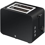 WMF Stelio Toaster 2 Scheiben Edelstahl, Doppelschlitz Toaster mit Brötchenaufsatz, Bagel-Funktion, 7 Bräunungsstufen, 900 W, Toaster edelstahl matt schwarz