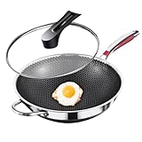 Bratpfanne – Bratpfanne mit Deckel, antihaftbeschichtet, mit hitzebeständigem Griff, Induktionspfanne, leicht, langlebig, mit Deckel, kratzfestes Kochgeschirr zum Kochen, Küche, Pfannkuchen, Suppen