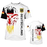 Deutschland T-Shirt Herren Damen, Totenkopf Design mit Deutschlandflagge, Trikot, Kurzarm Polyester,Fußball Tshirt (DE/NL/SE/PL, Alphanumerisch, L, Regular, Regular, Germany 2)