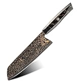 Vg10 Kupfer Japanisches Damastmesser-Set aus 37-lagigem Stahl, Küchenkoch, Steak-Allzweckmesser, Obstschälmesser mit Griff aus Netzharz(Santoku)