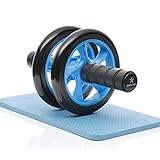 BODYMATE AB Roller Classic, Bauchtrainer zur Stärkung der Core-Muskulatur, Fitnessgerät für Zuhause, Bauchmuskeltrainer inkl. Kniepad, 28 x 16 cm (L x Ø), in Blau