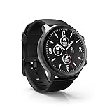 Hama Smartwatch 6910 wasserdicht m. GPS-Tracker, großes Display (1,28' Full-Touch LCD-Chronograph, GPS-Laufuhr m. Blutsauerstoff- und Pulsmesser, Sportuhr Herren, Schlaftracker, Fitness-Uhr) schwarz