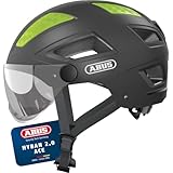 ABUS Stadthelm Hyban 2.0 ACE - Fahrradhelm mit Visier, Licht und ABS-Hartschale - für Damen und Herren - Grau (titan), Größe M​
