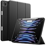 JETech Hülle für iPad Pro 12,9 Zoll (6./5. Generation, Modell 2022/2021) mit Stifthalter, Unterstützung Pencil Aufladung der 2. Gen, Dünne Tablet Schutzhülle mit TPU Rückseite (Schwarz)