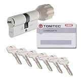 ToniTec Zylinderschloss TEC440 by ABUS Schließzylinder gleichschließend als Knaufzylinder Größe 30/30K mit Codecard