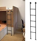 An der Wand montierte Metallleiter für das Loft zu Hause, Schwarze Etagenbettleiter aus Schmiedeeisen, rutschfeste Eingangs- und Ausgangsleiter für das Etagenbett im Wohnheim, die Bibliothe