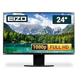 EIZO FlexScan EV2450-BK 24 Zoll Business Computer Monitor, Desktop Gaming Monitor, Full HD (VGA - DisplayPort - DVI - HDMI - Lautsprecher - USB-HUB - VESA), PC Bildschirm, schwarz (Generalüberholt)