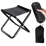 BTIUGYI Camping Hocker Tragbarer Klapphocker 30CM, Mini-Klapphocker und Leicht Sitz Falthocker Klappbar für Reisen Wandern Garten Angeln Grillen Strand mit Aufbewahrungsbeutel (Schwarz)