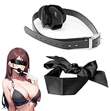 BDSMJOY Knebel mit Augenbinde Erotische SM Sexspielzeug extreme Paare,Knebel Mund extrem BDSMs Spielzeug hart erotisches Sexspielzeug für Paare extrem Sex (Schwarz)