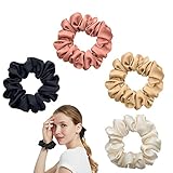 Ikadiya Haargummi[4 Stück], Haare Ringe, Haargummis Elastische Haarbänder Pferdeschwanz, Haargummis Scrunchies Satin, für Damen und Mädchen(4 Farben)