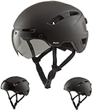 GOOFF Pilot S-Pedelec Helm in Schwarz - Schutz für schnelle E-Bike Fahrten – Fahrradhelm mit Visier und Licht – NTA 8776-zertifizierter Zweirat Helm für Damen und Herren - Velo Helm (Schwarz, L)