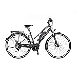 Fischer E-Bike Trekking, VIATOR ETD 1861 Elektrofahrrad für Damen, RH 49 cm, Mittelmotor 80 Nm, 48 V Akku, schwarz matt, 28 Zoll