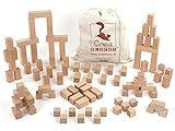 CreaBLOCKS Holzbausteine Ergänzungspaket Dicke Quader (57 unbehandelte Bauklötze) (im Baumwollbeutel) Made in Germany