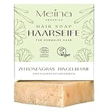 Meina Bio Haarseife gegen Haarausfall für Haarwachstum mit Zitronengras, 100% Natürlich, Zertifizierte Naturkosmetik, Vegan, Handgemacht, Plastikfrei, Ohne Palmöl, Wie ein festes Shampoo, 80g