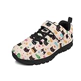NETILGEN Kinder-Sport-Sneaker, athletischer Turnschuh, Tennisschuhe, Jungen, Mädchen, rutschfeste Straßenlaufschuhe, Lovely Cats, 34 EU