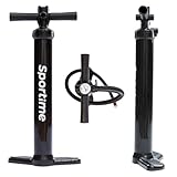 Sportime SUP Pumpe | Double Action Doppelhubpumpe für SUP-Boards, Boote und Kajaks | Integriertes Manometer | Aus robustem PVC mit Alukolben | LxB 63x30 cm | 800 g | Schwarz