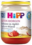 HiPP Bio Guten Morgen Erdbeere in Apfel-Joghurt-Müesli (6 x 160g), ab 10. Monat, ohne Zuckerzusatz, mit wertvollem Calcium, in bester Bio-Qualität